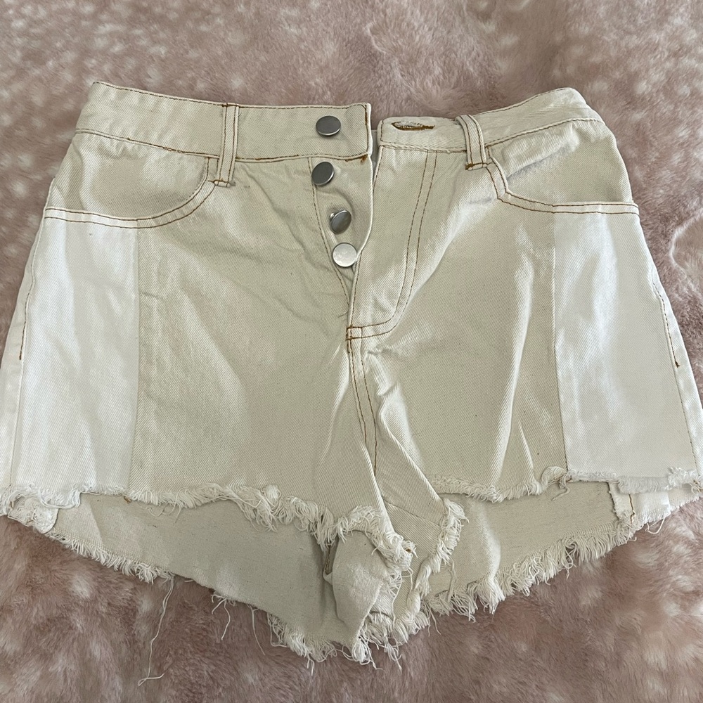High-Waisted Frayed Denim Shorts